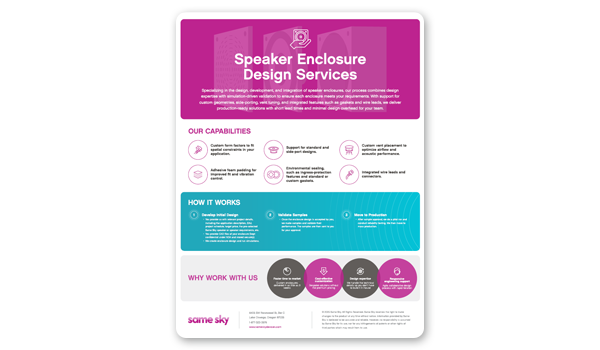Speaker Enclosure Design Services Brochure